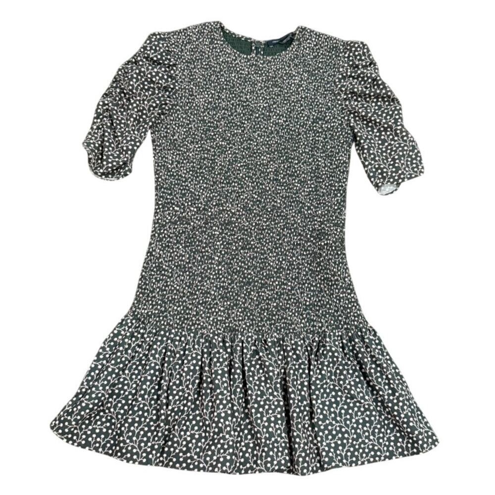 French Connection Smocked Summer Short Mini Dress in Green Multi, Size S​